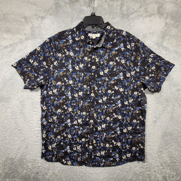 Tricots St Raphael Mens XL Floral Button Up Short Sleeve Casual Shirt - Picture 1 of 7